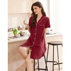 image:imageEkouaer Nightgowns for Women Button Down Sleep Shirt Short Sleeve SleepwearWine Red
