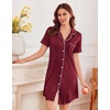 image:imageEkouaer Nightgowns for Women Button Down Sleep Shirt Short Sleeve SleepwearWine Red