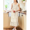 image:imageEkouaer Nightgowns for Women Long Sleeveless Night Gown Button SleepshirtBeige Floral