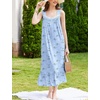 image:imageEkouaer Nightgowns for Women Long Sleeveless Night Gown Button SleepshirtBlue Flowers