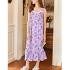 image:imageEkouaer Nightgowns for Women Long Sleeveless Night Gown Button SleepshirtDark Purple Floral