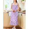 image:imageEkouaer Nightgowns for Women Long Sleeveless Night Gown Button SleepshirtDark Purple Floral