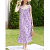 image:imageEkouaer Nightgowns for Women Long Sleeveless Night Gown Button SleepshirtDark Purple Floral