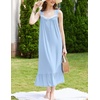 image:imageEkouaer Nightgowns for Women Long Sleeveless Night Gown Button SleepshirtLight Blue