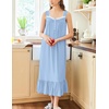 image:imageEkouaer Nightgowns for Women Long Sleeveless Night Gown Button SleepshirtLight Blue