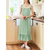 image:imageEkouaer Nightgowns for Women Long Sleeveless Night Gown Button SleepshirtLight Green