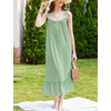 image:imageEkouaer Nightgowns for Women Long Sleeveless Night Gown Button SleepshirtLight Green