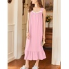 image:imageEkouaer Nightgowns for Women Long Sleeveless Night Gown Button SleepshirtPink