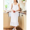 image:imageEkouaer Nightgowns for Women Long Sleeveless Night Gown Button SleepshirtWhite