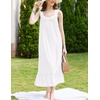 image:imageEkouaer Nightgowns for Women Long Sleeveless Night Gown Button SleepshirtWhite