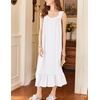 image:imageEkouaer Nightgowns for Women Long Sleeveless Night Gown Button SleepshirtWhite