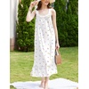 image:imageEkouaer Nightgowns for Women Long Sleeveless Night Gown Button SleepshirtWhite Floral