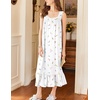 image:imageEkouaer Nightgowns for Women Long Sleeveless Night Gown Button SleepshirtWhite Floral