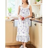 image:imageEkouaer Nightgowns for Women Long Sleeveless Night Gown Button SleepshirtWhite Purple Floral