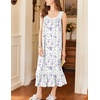 image:imageEkouaer Nightgowns for Women Long Sleeveless Night Gown Button SleepshirtWhite Purple Floral