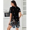 image:imageEkouaer Nightgowns for Women Pleated Nightshirts Short Sleeve SleepshirtsBlack Colorful Butterfly