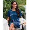 image:imageEkouaer Nightgowns for Women Pleated Nightshirts Short Sleeve SleepshirtsBlue Pea Floral