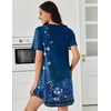 image:imageEkouaer Nightgowns for Women Pleated Nightshirts Short Sleeve SleepshirtsBlue Pea Floral