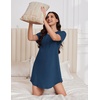 image:imageEkouaer Nightgowns for Women Pleated Nightshirts Short Sleeve SleepshirtsDark Blue