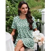 image:imageEkouaer Nightgowns for Women Pleated Nightshirts Short Sleeve SleepshirtsGreen White Florals