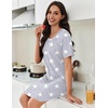image:imageEkouaer Nightgowns for Women Pleated Nightshirts Short Sleeve SleepshirtsLight Grey White Star