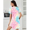 image:imageEkouaer Nightgowns for Women Pleated Nightshirts Short Sleeve SleepshirtsPink  Blue Tie Dye