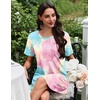 image:imageEkouaer Nightgowns for Women Pleated Nightshirts Short Sleeve SleepshirtsPink  Blue Tie Dye