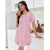 image:imageEkouaer Nightgowns for Women Pleated Nightshirts Short Sleeve SleepshirtsPink White Florals
