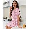 image:imageEkouaer Nightgowns for Women Pleated Nightshirts Short Sleeve SleepshirtsPink White Florals