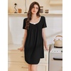 image:imageEkouaer Nightgowns for Women Pleated Sleep Shirts Short Sleeve Night ShirtsBlack