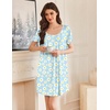 image:imageEkouaer Nightgowns for Women Pleated Sleep Shirts Short Sleeve Night ShirtsDaisy Floral