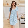 image:imageEkouaer Nightgowns for Women Pleated Sleep Shirts Short Sleeve Night ShirtsFloral Blue