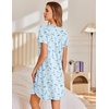 image:imageEkouaer Nightgowns for Women Pleated Sleep Shirts Short Sleeve Night ShirtsFloral Blue