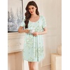 image:imageEkouaer Nightgowns for Women Pleated Sleep Shirts Short Sleeve Night ShirtsFloral Light Green