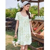 image:imageEkouaer Nightgowns for Women Pleated Sleep Shirts Short Sleeve Night ShirtsFloral Light Green