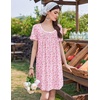 image:imageEkouaer Nightgowns for Women Pleated Sleep Shirts Short Sleeve Night ShirtsFloral Pink