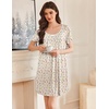image:imageEkouaer Nightgowns for Women Pleated Sleep Shirts Short Sleeve Night ShirtsFloral Yellow