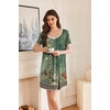 image:imageEkouaer Nightgowns for Women Pleated Sleep Shirts Short Sleeve Night ShirtsGreen Blossom