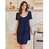image:imageEkouaer Nightgowns for Women Pleated Sleep Shirts Short Sleeve Night ShirtsNavy Blue