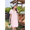 image:imageEkouaer Nightgowns for Women Pleated Sleep Shirts Short Sleeve Night ShirtsPink Petal Whisper