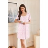 image:imageEkouaer Nightgowns for Women Pleated Sleep Shirts Short Sleeve Night ShirtsPink Petal Whisper