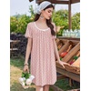 image:imageEkouaer Nightgowns for Women Pleated Sleep Shirts Short Sleeve Night ShirtsRed Striped Cherry