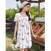 image:imageEkouaer Nightgowns for Women Pleated Sleep Shirts Short Sleeve Night ShirtsWhite Flower