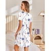 image:imageEkouaer Nightgowns for Women Pleated Sleep Shirts Short Sleeve Night ShirtsWhite Flower