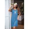 image:imageEkouaer Nightgowns for Women Short Sleeve Night Dress Printed SleepwearAlake Bluecat