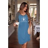 image:imageEkouaer Nightgowns for Women Short Sleeve Night Dress Printed SleepwearAlake Bluecat