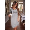 image:imageEkouaer Nightgowns for Women Short Sleeve Night Dress Printed SleepwearBgrey