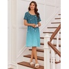 image:imageEkouaer Nightgowns for Women Short Sleeve Night Dress Printed SleepwearCyan Vine