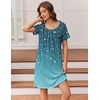 image:imageEkouaer Nightgowns for Women Short Sleeve Night Dress Printed SleepwearCyan Vine