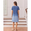 image:imageEkouaer Nightgowns for Women Short Sleeve Night Dress Printed SleepwearDark Blue Vine